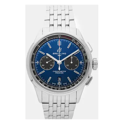 Breitling Blue Stainless Steel Premier AB0118A61C1A1 Automatic Men's Wristwatch mm