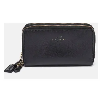 Coach Black Leather Double Zip Around Wallet