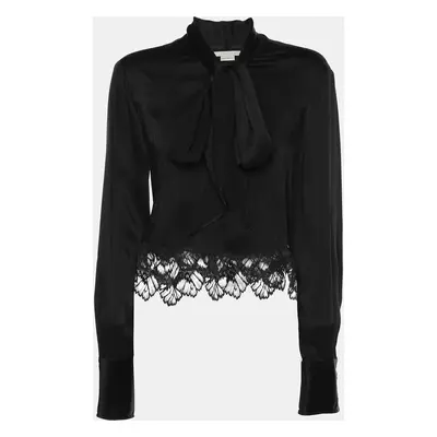 Stella McCartney Black Silk Lace Long Sleeve Top