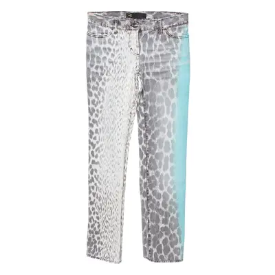 Just Cavalli Brown/Green Animal Print Light Wash Flared Bottom Jeans