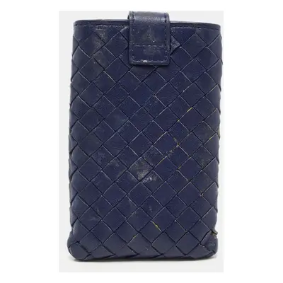 Bottega Veneta Dark Blue Intrecciato Leather Phone Case