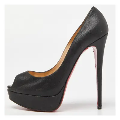 Christian Louboutin Black Glitter Lady Peep Pumps Size