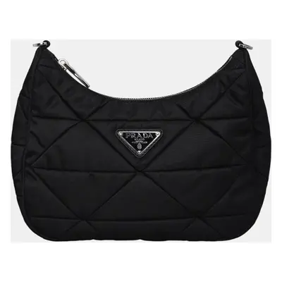 Prada Black Nylon Triangle Padded Shoulder Bag