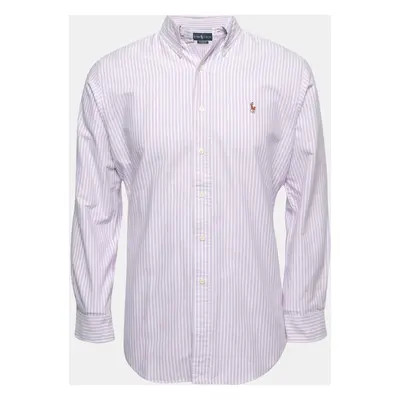 Ralph Lauren Purple Striped Cotton Full Sleeve Classic Fit Shirt