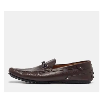 Tod's for Ferrari Dark Brown Leather Slip on Loafers Size