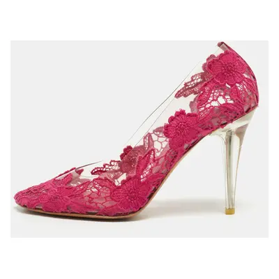 Marc Jacobs Pink Lace Embroidered PVC Round Toe Pumps Size 38.5