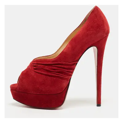 Christian Louboutin Red Suede Drapadita Pumps Size