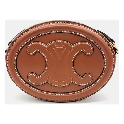 Celine Brown Leather Oval Pulse Crossbody Bag