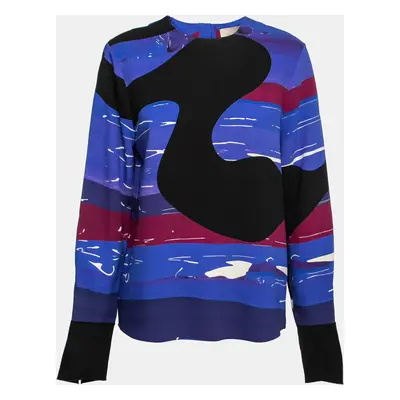 Roksanda Blue Graphic Printed Silk-Crepe Blouse