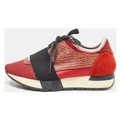 Balenciaga Orange Suede and Leather Race Runner Sneakers Size