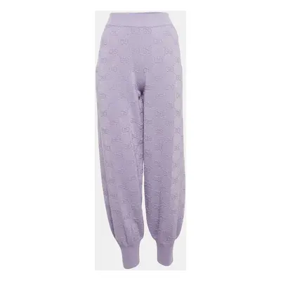 Gucci Light Purple GG Monogram Lurex Knit Sweatpants