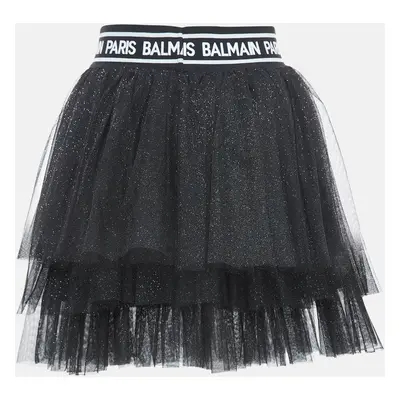 Balmain Black Glitter Tulle Tiered Skirt (14 Yrs)