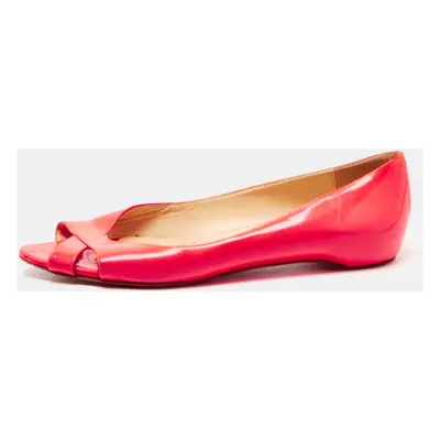 Christian Louboutin Neon Pink Leather Croisette Flats Size 38.5