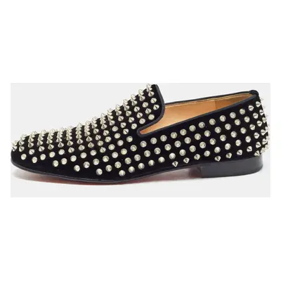 Christian Louboutin Black Velvet Dandelion Spike Smoking Slippers Size