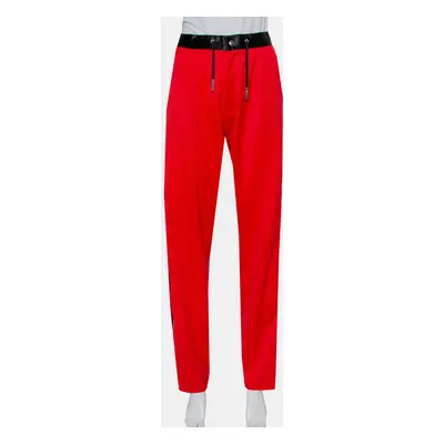 Marques Almeida Red Wool Contrast Trim Side Zip Detail Track Pants