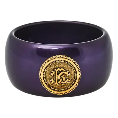 Roberto Cavalli Purple Medallion Wide Bangle Bracelet