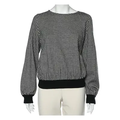 Max Mara Grey Houndstooth Patterned Wool Sweatshirt