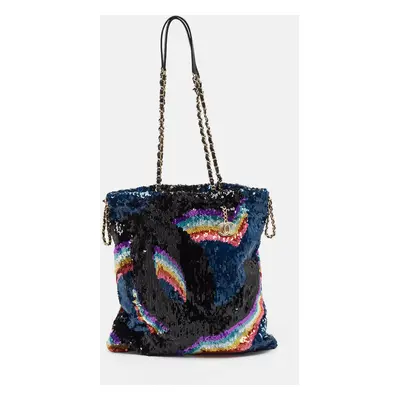 Chanel Multicolor Sequins CC Drawstring Chain Tote