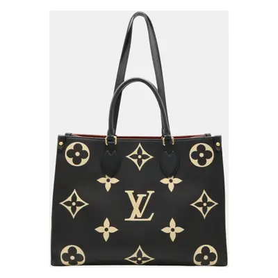 Louis Vuitton Black Beige Monogram Empreinte On the Go MM Tote Bag