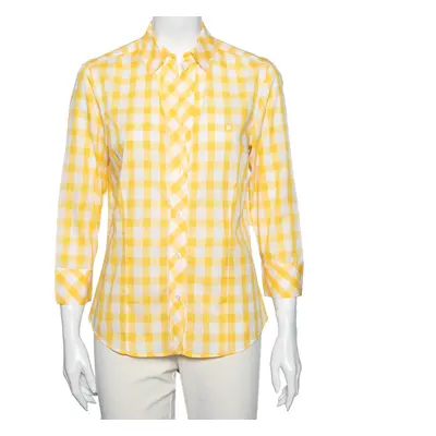 CH Carolina Herrera Yellow Checked Cotton Long Sleeve Shirt