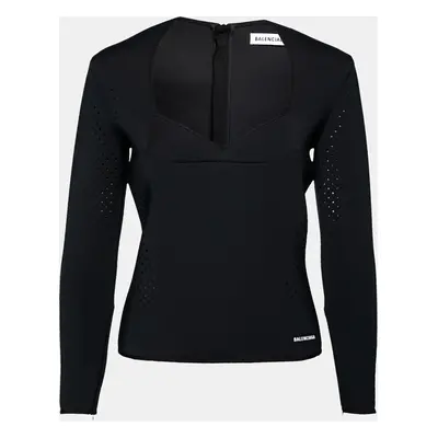 Balenciaga Black Perforated Neoprene Piaf Top