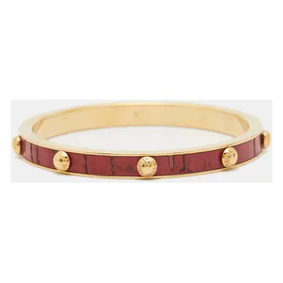 Louis Vuitton Gimme A Clue Red Leather Inlay Gold Tone Bangle Bracelet