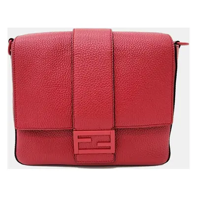 Fendi Baguette Red Leather Medium Messenger Bag