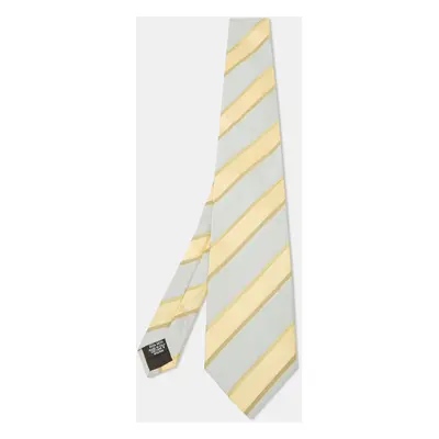 Boss By Hugo Boss Yellow/Blue Diagonal Stripe Textured Silk Tie