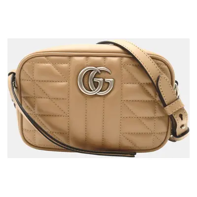 Gucci Beige leather GG Marmont Shoulder Bag