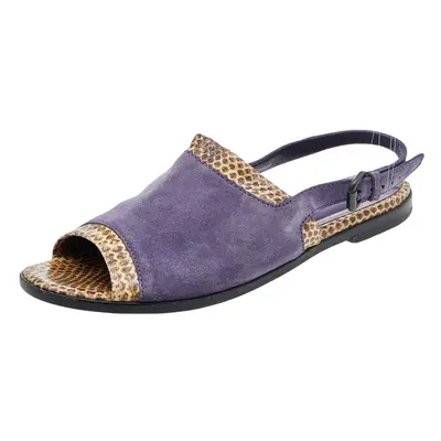 Bottega Veneta Purple/Beige Suede And Python Leather Slingback Flat Sandals Size