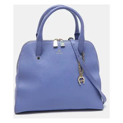 Aigner Lavender Leather Zip Satchel