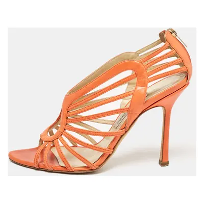 Jimmy Choo Orange Leather Samoa Sandals Size 39.5