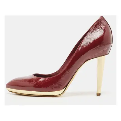 Sergio Rossi Burgundy Patent Leather Platform Pumps Size 39.5