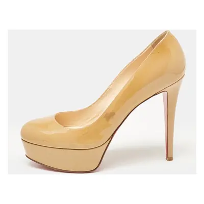 Christian Louboutin Beige Patent Bianca Platform Pumps Size