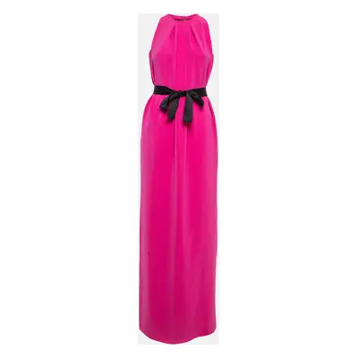 CH Carolina Herrera Pink Crepe Sleeveless Belted Maxi Dress