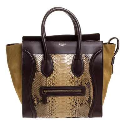 Celine Multicolor Python,Suede and Leather Mini Luggage Tote