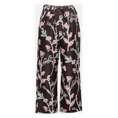 Marni Dark Raisin Honan Kew Print Cotton Silk Wide Leg Trousers