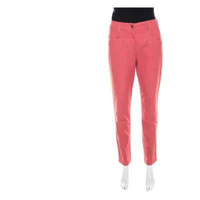 Escada Coral Pink Stretch Denim Teresa Straight Leg Jeans