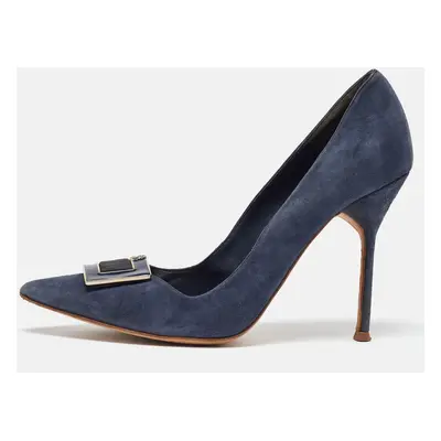 CH Carolina Herrera Blue Suede Pointed Toe Pumps Size