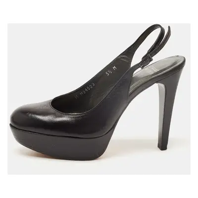 Stuart Weitzman Black Leather Platform Slingback Pumps Size