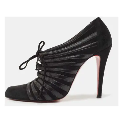 Christian Louboutin Black Leather and Suede Inverness Booties Size 38.5