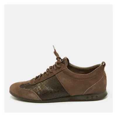 Louis Vuitton Brown Textured Suede and Monogram Fabric Low Top Sneakers Size 39.5