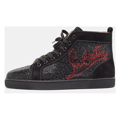 Christian Louboutin Black Louis Louis Crystal Logo High Top Sneakers Size