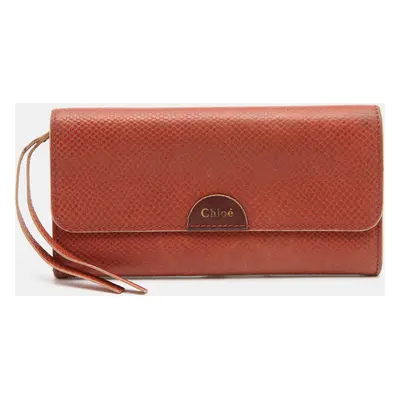 Chloe Rust Leather Flap Continental Wallet