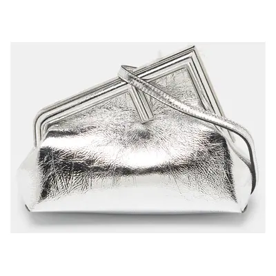 Fendi Silver Laminated Leather Small First Clutch