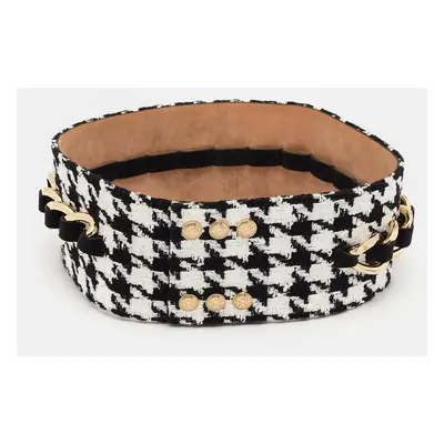 Balmain Black/White Tweed Chainlink Wide Waist Belt