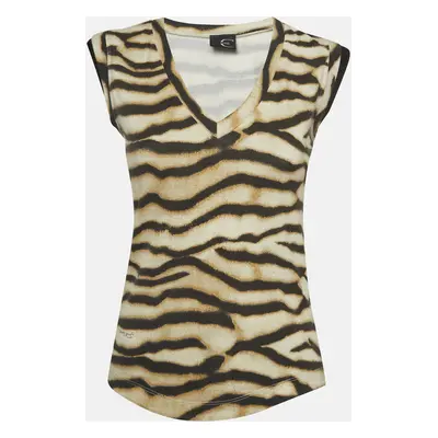 Just Cavalli Brown Animal Print Knit V-Neck Sleeveless Top