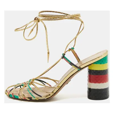 Dior Multicolor Leather Stripy Ankle Wrap Sandals Size 40.5