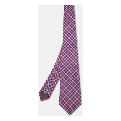 Boss by Hugo Boss Purple/Pink Check Patterned Silk Tie