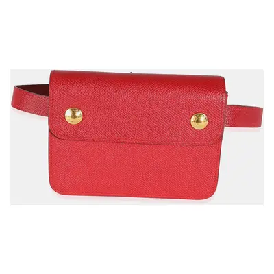 Hermes Rouge Vif Courchevel Pochette Belt Bag GHW